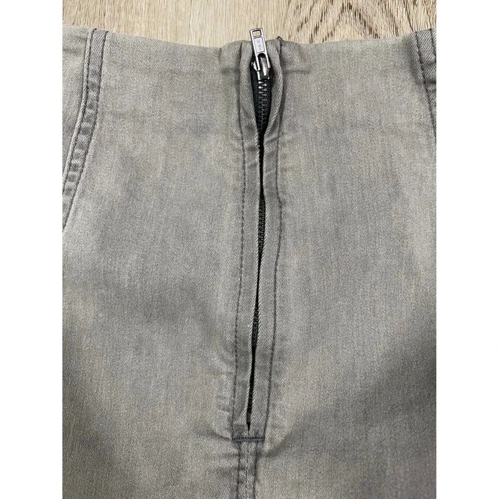 Free People Modern Femme Mini Skirt Womens 6 Gray Stretch Denim A Line